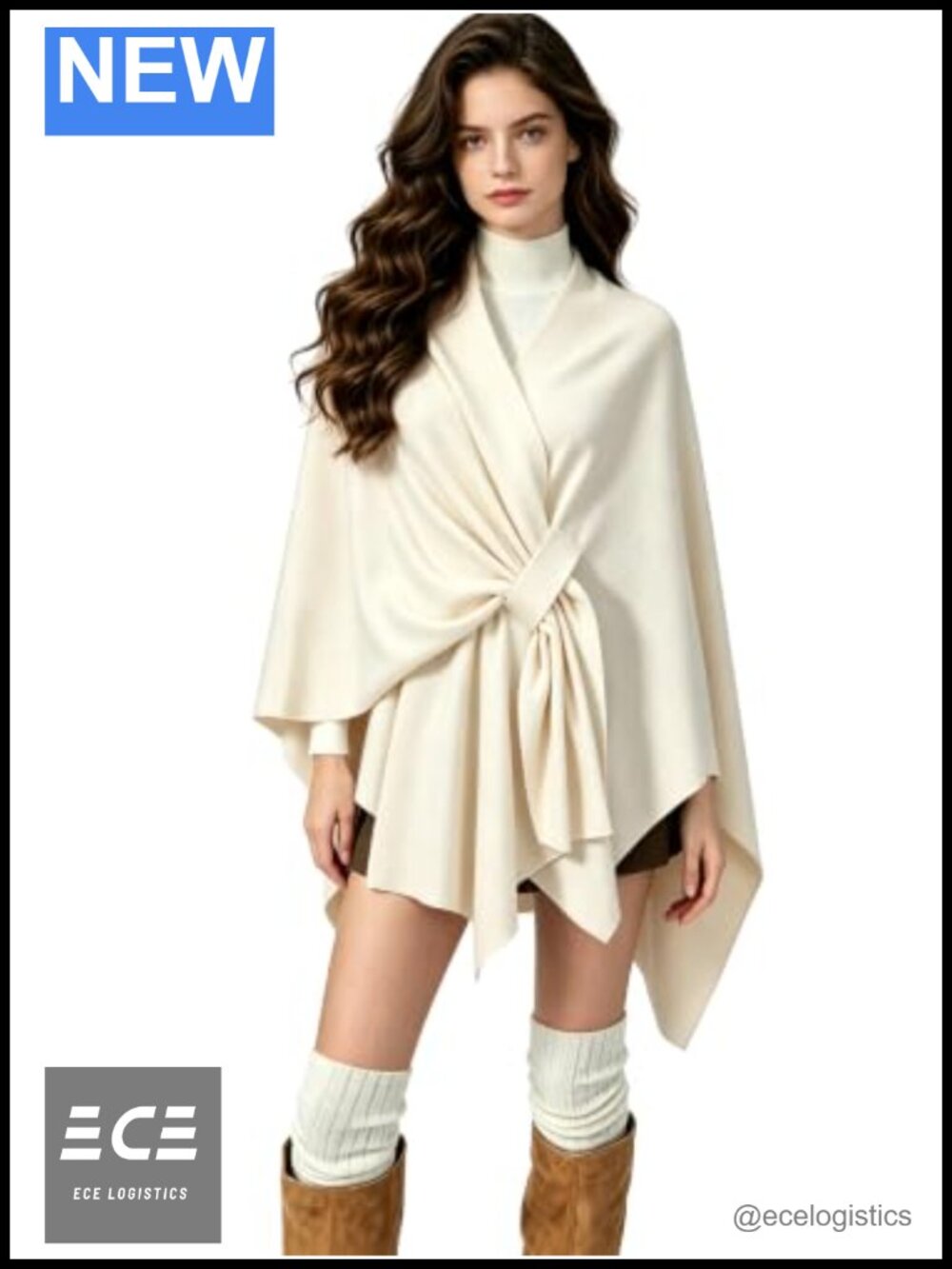 Elegant Poncho Sweater Wrap Cross Front Shawl Knit Cape